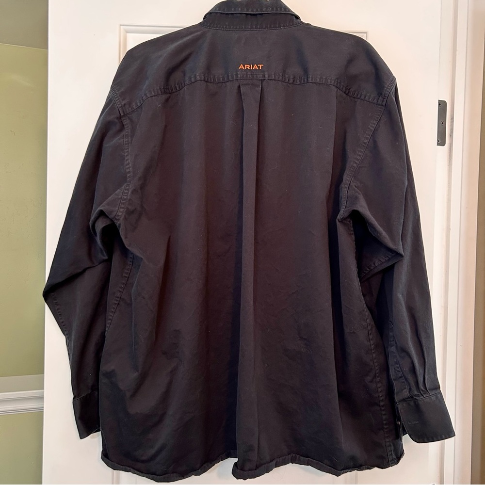 Ariat Men's Solid Twill Classic Fit Shirt Black Button Front Long Sleeve sz XXL - Picture 9 of 13